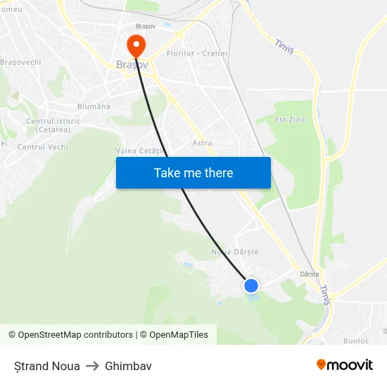 Ștrand Noua to Ghimbav map