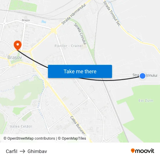 Carfil to Ghimbav map