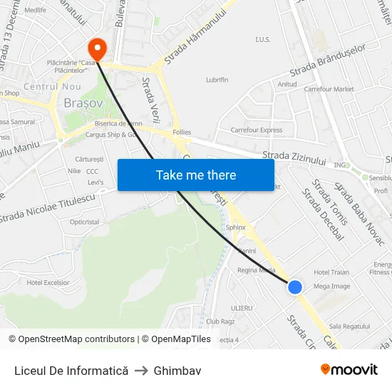 Liceul De Informatică to Ghimbav map