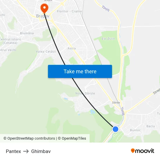 Pantex to Ghimbav map