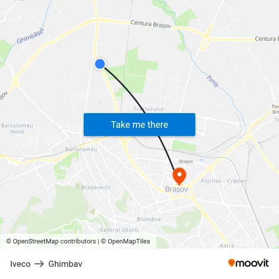 Iveco to Ghimbav map