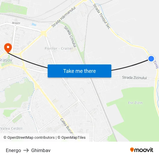 Energo to Ghimbav map
