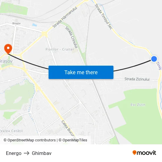Energo to Ghimbav map