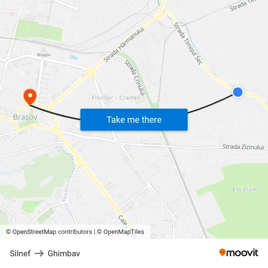Silnef to Ghimbav map