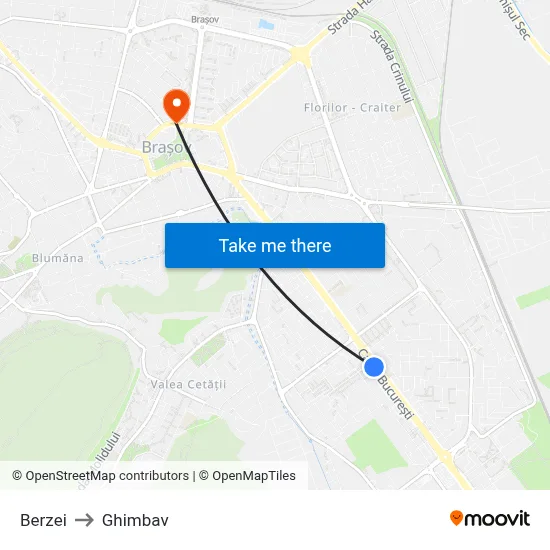 Berzei to Ghimbav map