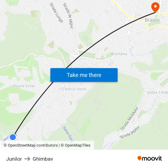 Junilor to Ghimbav map