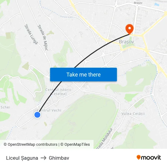 Liceul Șaguna to Ghimbav map