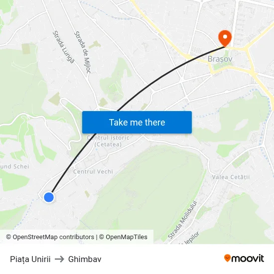 Piața Unirii to Ghimbav map