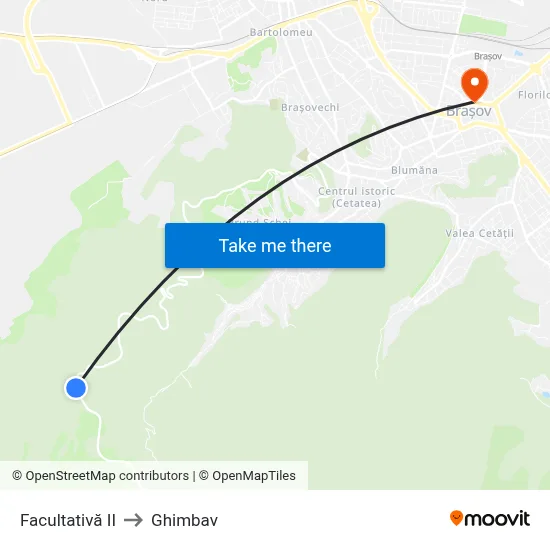 Facultativă II to Ghimbav map