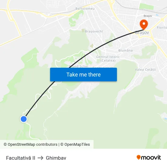 Facultativă II to Ghimbav map