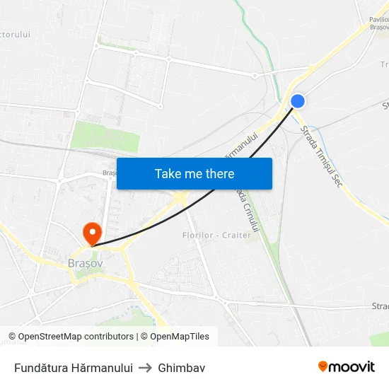 Fundătura Hărmanului to Ghimbav map