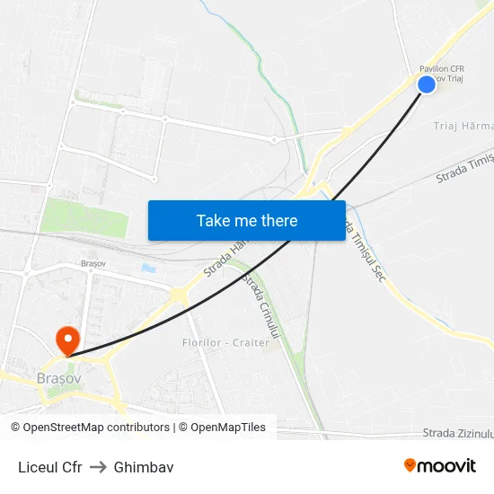 Liceul Cfr to Ghimbav map