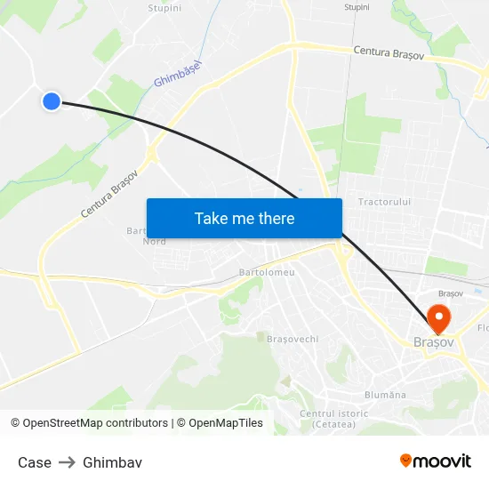 Case to Ghimbav map