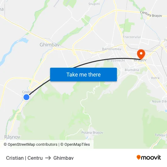 Cristian | Centru to Ghimbav map