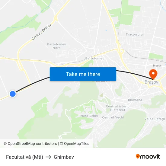 Facultativă (Mti) to Ghimbav map