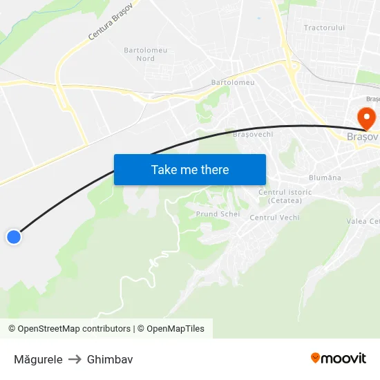 Măgurele to Ghimbav map