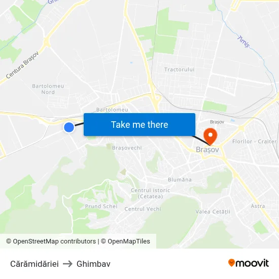 Cărămidăriei to Ghimbav map