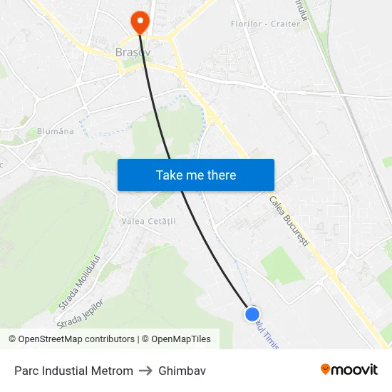 Parc Industial Metrom to Ghimbav map