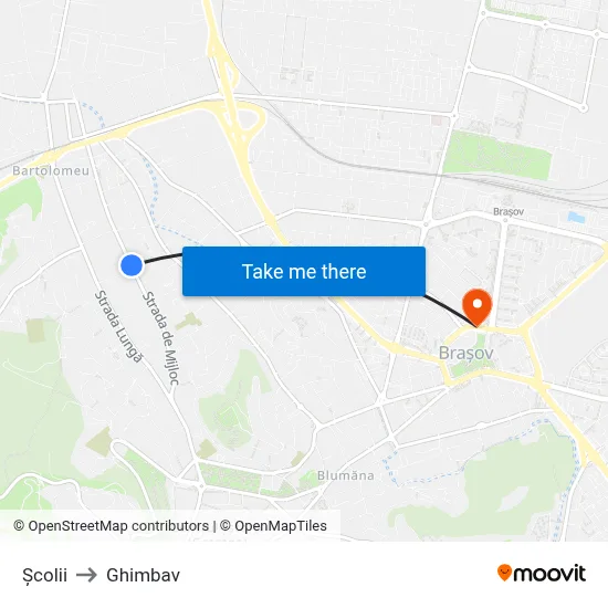 Școlii to Ghimbav map