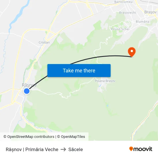 Râșnov | Primăria Veche to Săcele map
