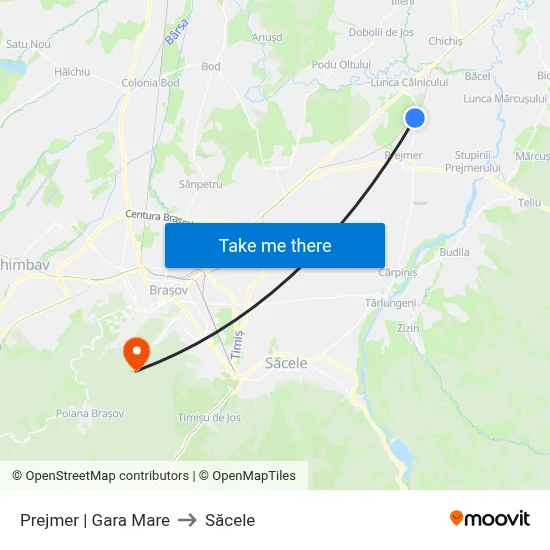 Prejmer | Gara Mare to Săcele map