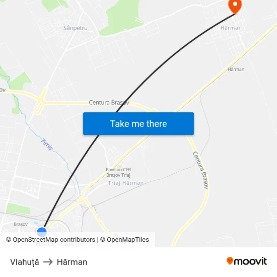 Vlahuță to Hărman map