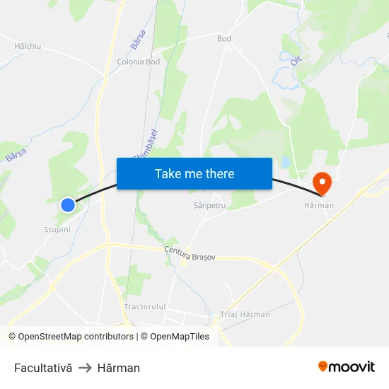 Facultativă to Hărman map