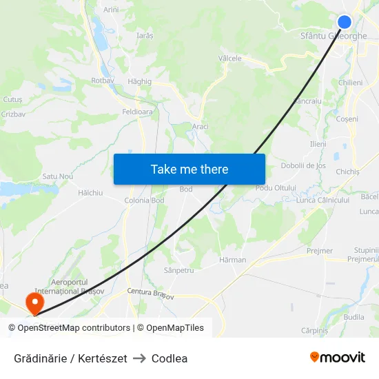 Grădinărie / Kertészet to Codlea map