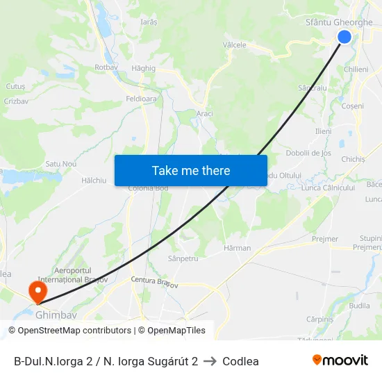 B-Dul.N.Iorga 2 / N. Iorga Sugárút 2 to Codlea map