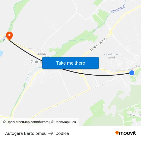 Autogara Bartolomeu to Codlea map
