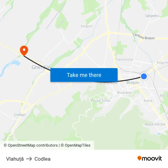 Vlahuță to Codlea map