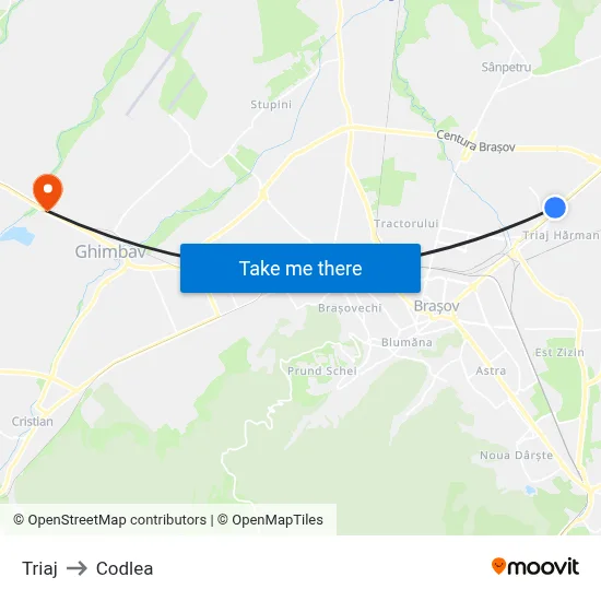 Triaj to Codlea map