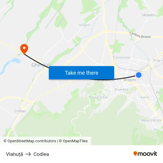 Vlahuță to Codlea map