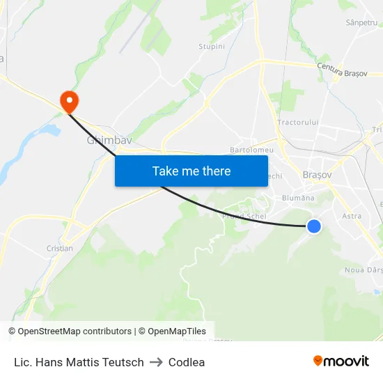 Lic. Hans Mattis Teutsch to Codlea map