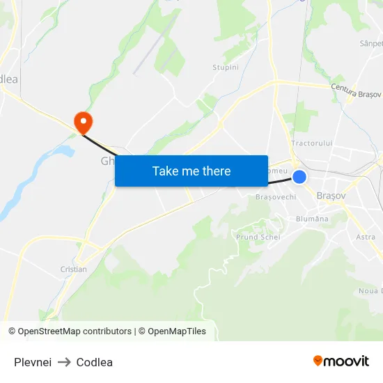 Plevnei to Codlea map