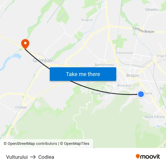 Vulturului to Codlea map