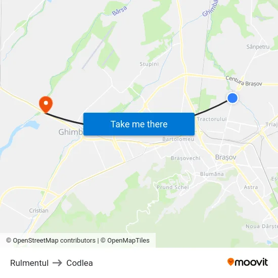 Rulmentul to Codlea map