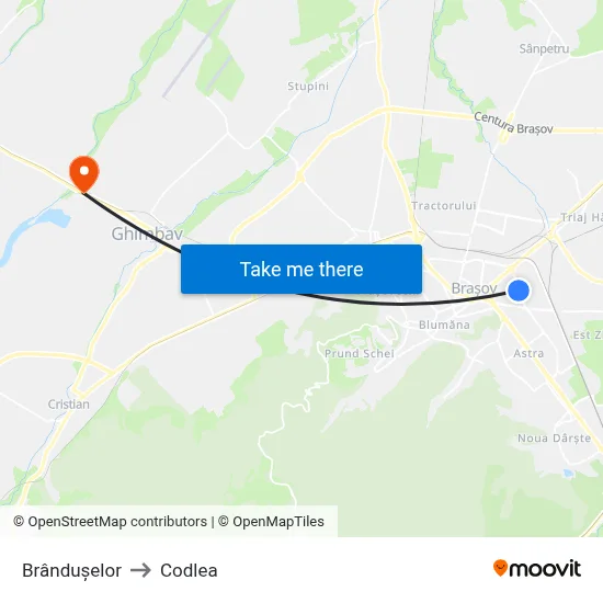 Brândușelor to Codlea map