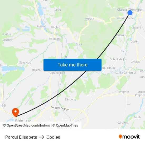 Parcul Elisabeta to Codlea map
