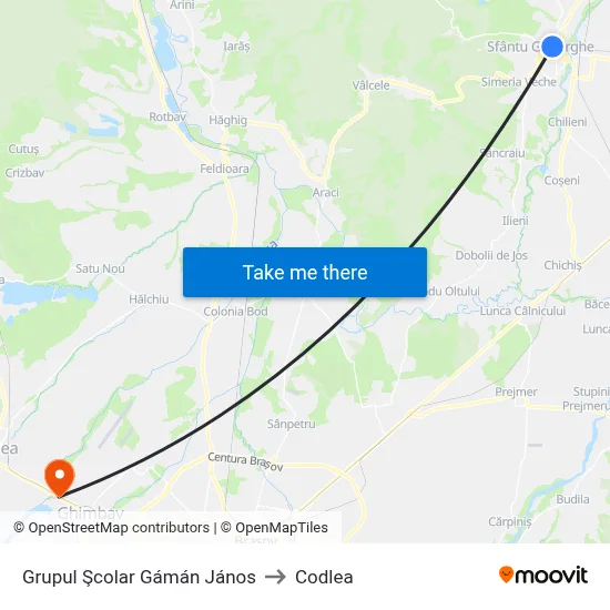 Grupul Şcolar Gámán János to Codlea map