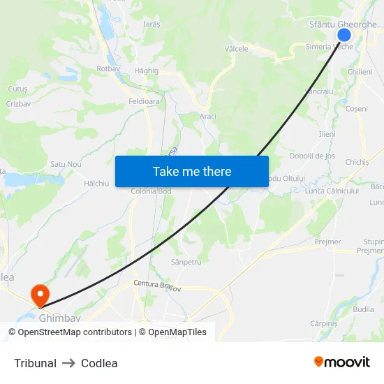 Tribunal to Codlea map