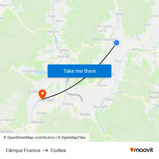 Câmpul Frumos to Codlea map