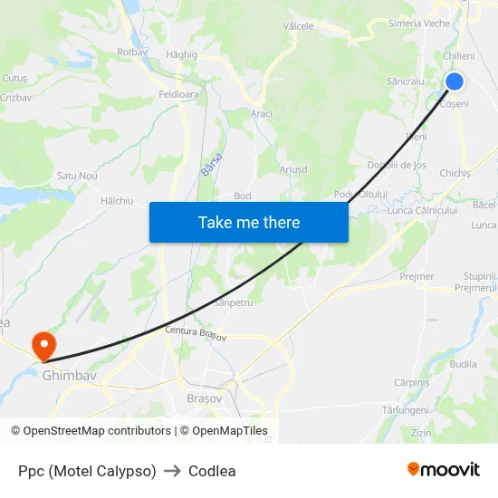 Ppc (Motel Calypso) to Codlea map
