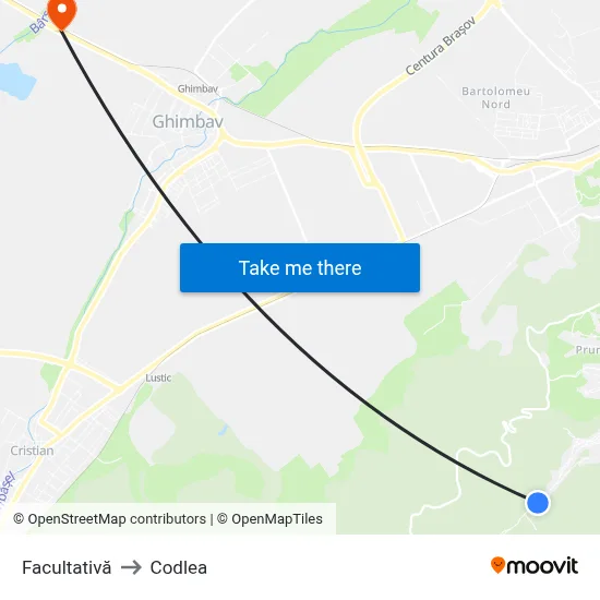 Facultativă to Codlea map