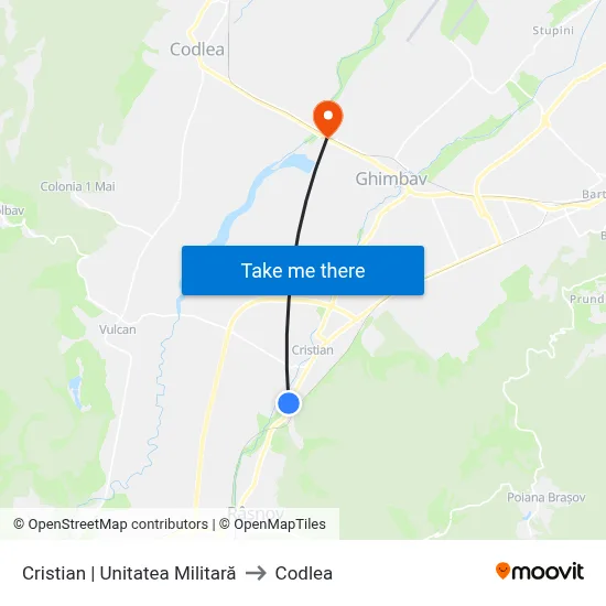 Cristian | Unitatea Militară to Codlea map