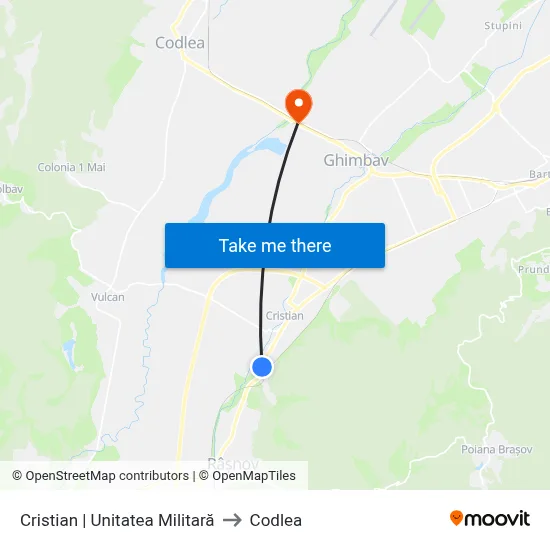 Cristian | Unitatea Militară to Codlea map