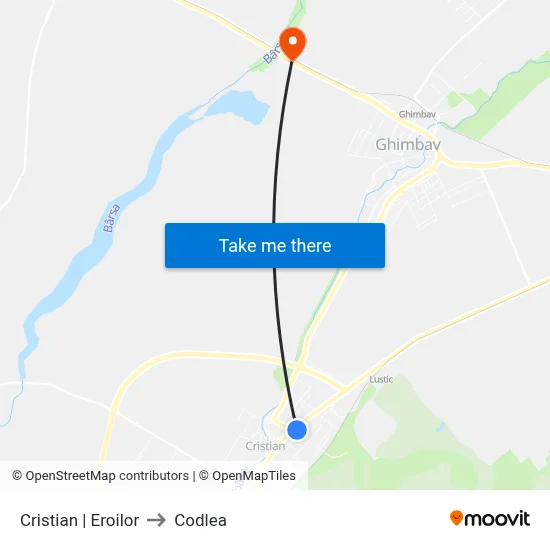 Cristian | Eroilor to Codlea map