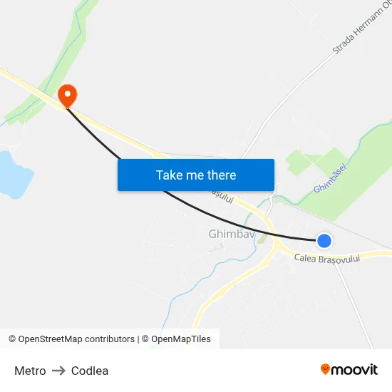 Metro to Codlea map
