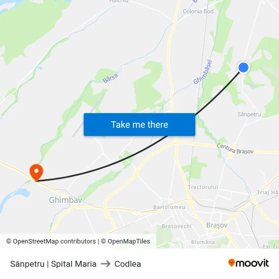 Sânpetru | Spital Maria to Codlea map