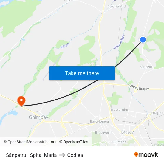 Sânpetru | Spital Maria to Codlea map